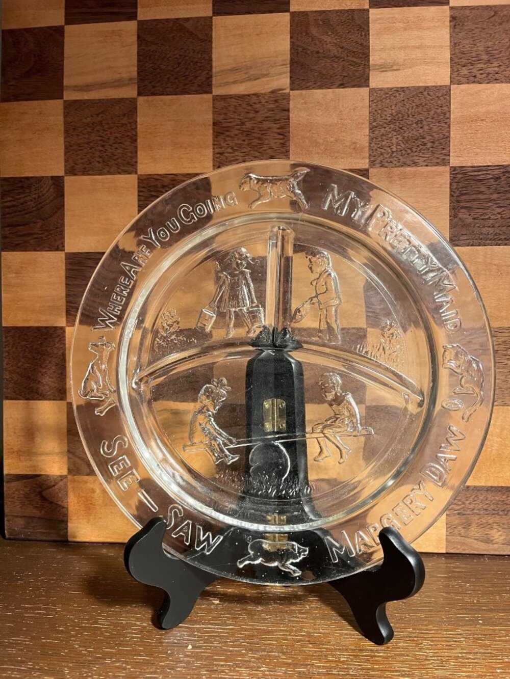 Glass Divided Nursery Rhyme Plate, some chips